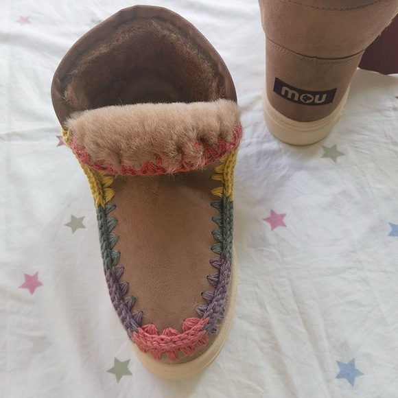 Mou Mou Light Brown Suede Plush Ankle Boots - Picture 5 of 6